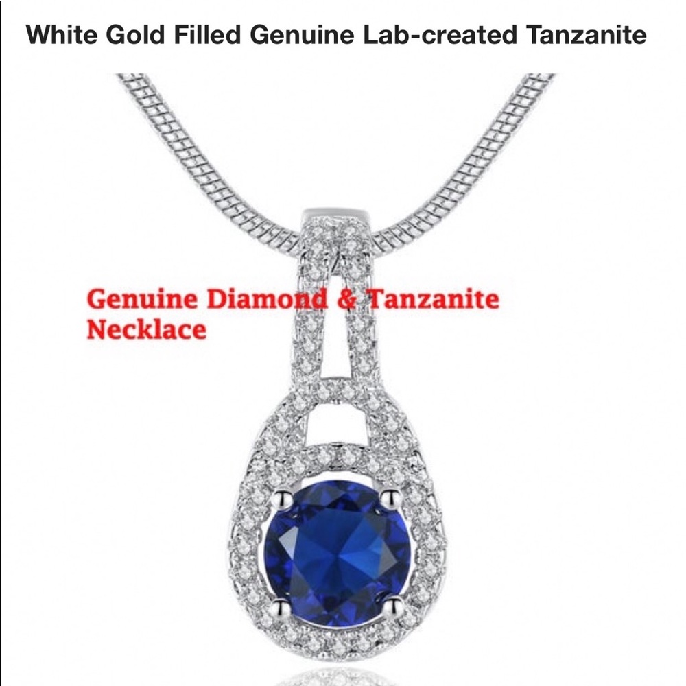 New Lab created tanzanite sterling silver necklace